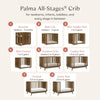M15980NL,Babyletto,Palma 8-in-1 Convertible All-Stages® Crib w/ Bassinet & Toddler Bed Kits in Natural Walnut