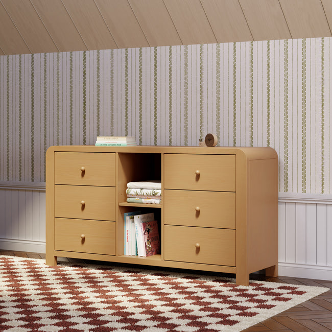 M18416HY,Babyletto Kids,TipToe 6-Drawer Assembled Dresser with Cubbies in Honey