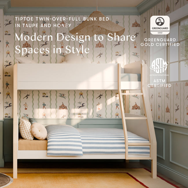 M18495WNX,Babyletto Kids,TipToe Twin-Over-Full Bunk Bed in White and Washed Natural