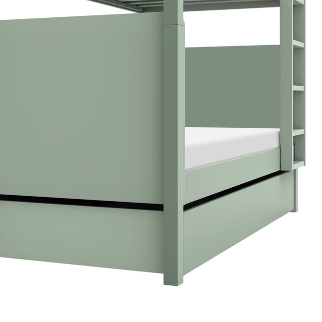 M19173LS,The MDB Family,TipToe Twin Storage Trundle Bed in Light Sage