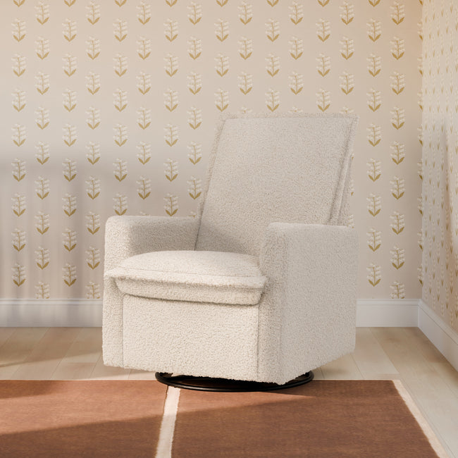 M20977AT,Babyletto,Cali Flange Gliding Swivel Recliner in Almond Teddy Loop