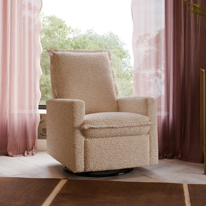 M20977CSG,Babyletto,Cali Flange Gliding Swivel Recliner in Chai Shearling