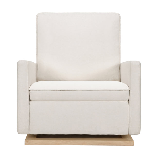 M20984PCMEWLB,Babyletto,Cali Pillowback Chair and a Half Glider in Performance Cream Eco-Weave w/ Light Wood Base