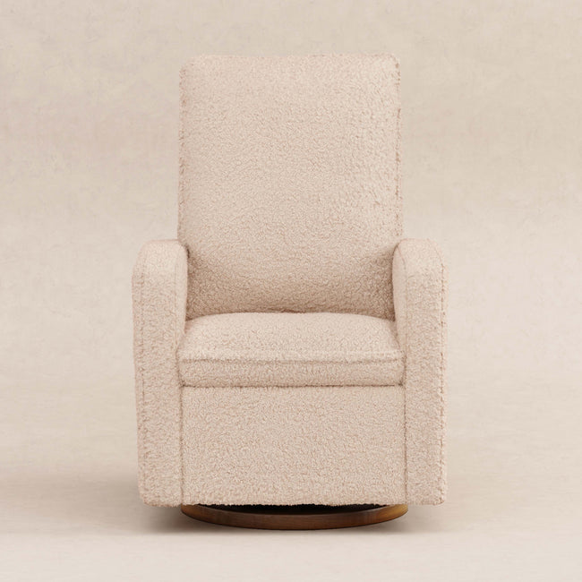 M20987CSGDB,Babyletto,Cali Pillowback Swivel Glider in Chai Shearling w/ Dark Wood Base
