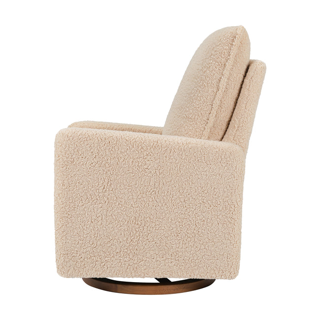 M20987CSGDB,Babyletto,Cali Pillowback Swivel Glider in Chai Shearling w/ Dark Wood Base