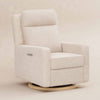 M23082ATLB,Babyletto,Sigi Pro Power Glider Recliner w/ Power Lumbar in Almond Teddy Loop w/Light Wood Base