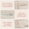M23082ATLB,Babyletto,Sigi Pro Power Glider Recliner w/ Power Lumbar in Almond Teddy Loop w/Light Wood Base