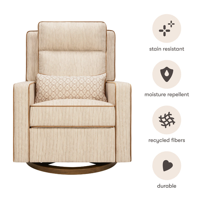 M23082BSCTB,Babyletto,Nate Berkus x Babyletto Sigi Pro Power Recliner in Perf Bronze Stripe Eco-Crossweave w/Toffee Base