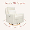 M23082CMSGLB,Babyletto,Sigi Pro Power Glider Recliner w/ Power Lumbar in Cream Shearling w/Light Wood Base