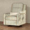 M23082OSCTB,Babyletto,Nate Berkus x Babyletto Sigi Pro Power Recliner in Perf Olive Stripe Eco-Crossweave w/Toffee Base