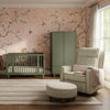 M23082OSCTB,Babyletto,Nate Berkus x Babyletto Sigi Pro Power Recliner in Perf Olive Stripe Eco-Crossweave w/Toffee Base