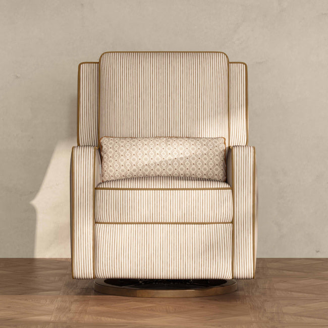 M23085BSCTB,Babyletto,Nate Berkus x Babyletto Sigi Power Recliner in Perf Bronze Stripe Eco-Crossweave w/Toffee Base