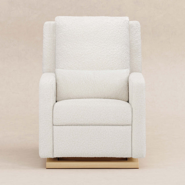 M23085CMSGLB,Babyletto,Sigi Glider Recliner w/ Electronic Control and USB in Cream Shearling w/Light Wood Base