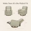 M23085OSCTB,Babyletto,Nate Berkus x Babyletto Sigi Power Recliner in Perf Olive Stripe Eco-Crossweave w/Toffee Base