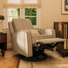 M23085OSCTB,Babyletto,Nate Berkus x Babyletto Sigi Power Recliner in Perf Olive Stripe Eco-Crossweave w/Toffee Base