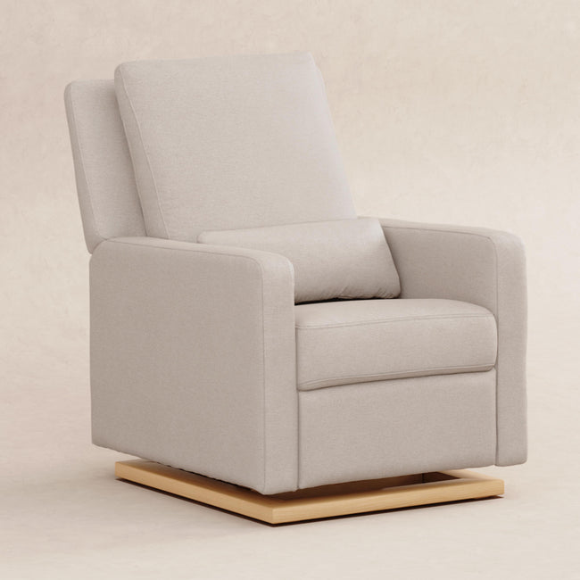 M23085PBEWLB,Babyletto,Sigi Glider Recliner w/ Electronic Control and USB in Performance Beach Eco-Weave w/Light Wood Base