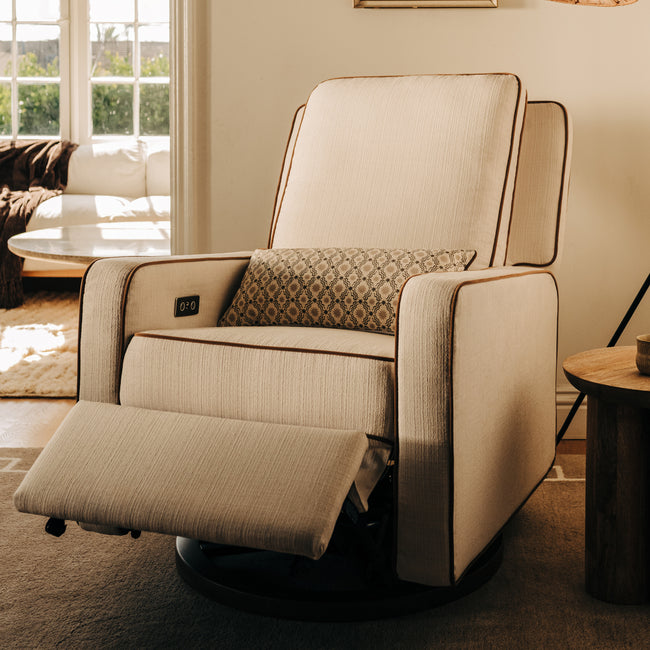 M23085PCMTB,Babyletto,Nate Berkus x Babyletto Sigi Power Recliner in Performance Cream Linen w/ Toffee Base