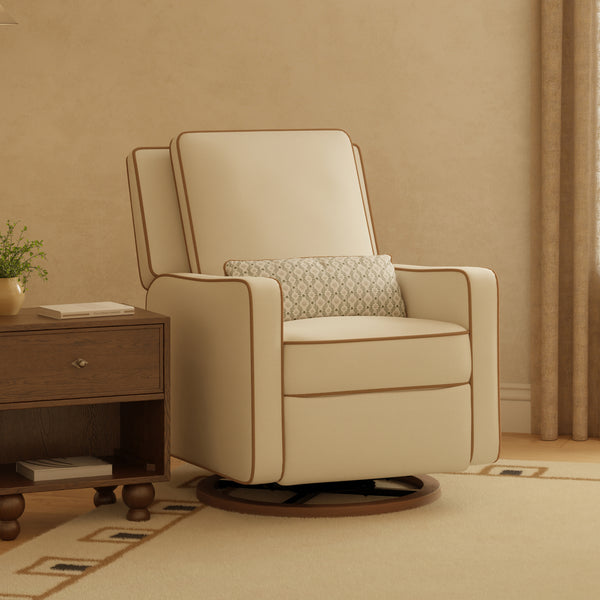 M23085PCMTB,Babyletto,Nate Berkus x Babyletto Sigi Power Recliner in Performance Cream Linen w/ Toffee Base