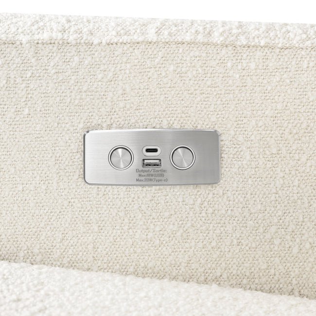 M23085WBLB,Babyletto,Sigi Glider Recliner w/ Electronic Control and USB in Ivory Boucle w/Light Wood Base