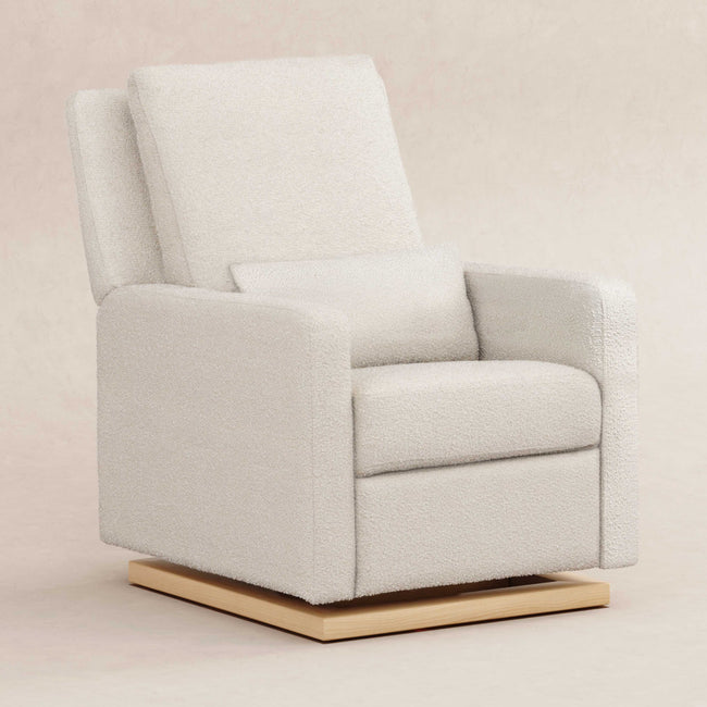 M23085WBLB,Babyletto,Sigi Glider Recliner w/ Electronic Control and USB in Ivory Boucle w/Light Wood Base