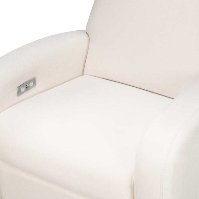 M23188PCMEWLB,Babyletto,Nami Glider Recliner w/ Electronic Control and USB in Performance Cream Eco-Weave w/Light wood base