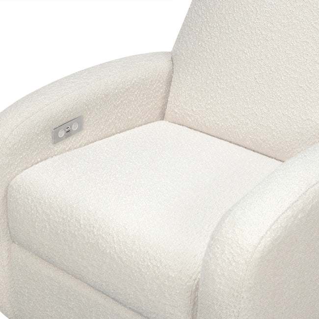 M23188WBLB,Babyletto,Nami Glider Recliner w/ Electronic Control and USB in Ivory Boucle w/Light Wood Base