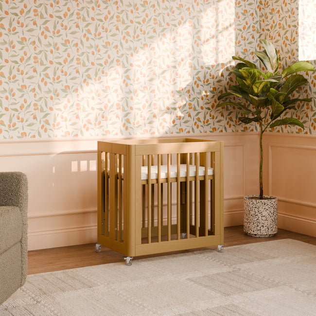 M23401HY,Babyletto,Yuzu 8-in-1 Convertible Crib w/ Bassinet & Toddler Bed Kits in Honey