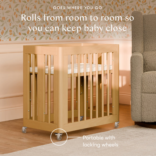 M23401HY,Babyletto,Yuzu 8-in-1 Convertible Crib w/ Bassinet & Toddler Bed Kits in Honey