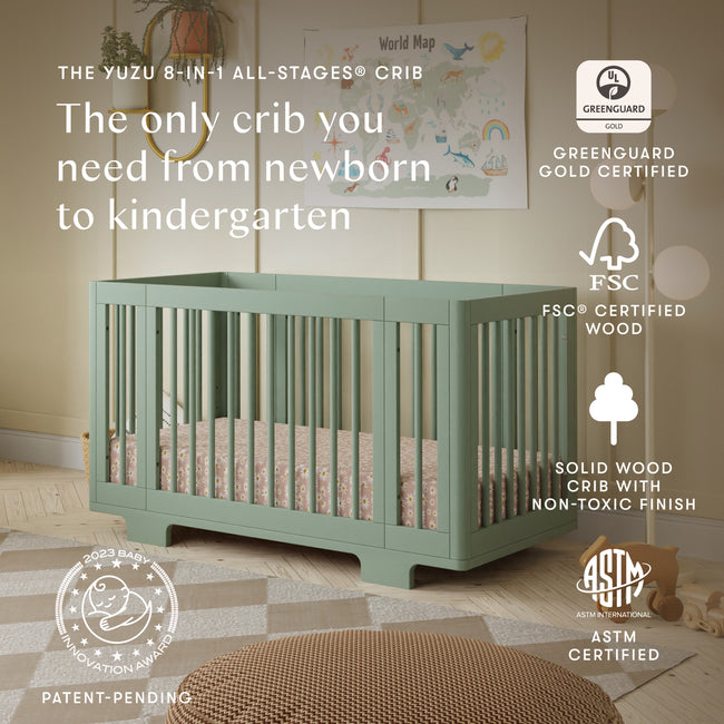 M23401LS,Babyletto,Yuzu 8-in-1 Convertible Crib w/All-Stages Conversion Kits in Light Sage