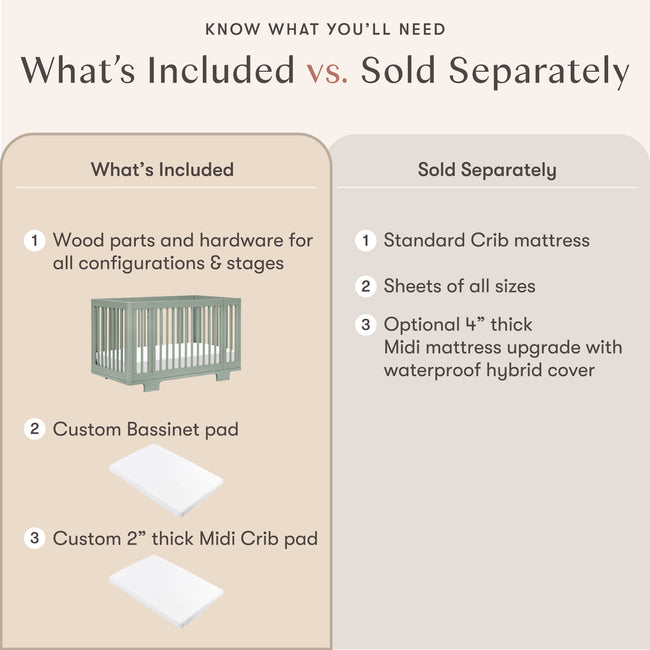 M23401LS,Babyletto,Yuzu 8-in-1 Convertible Crib w/All-Stages Conversion Kits in Light Sage