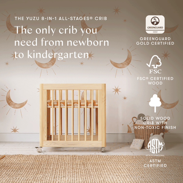 M23401N,Babyletto,Yuzu 8-in-1 Convertible Crib w/ Bassinet & Toddler Bed Kits in Natural