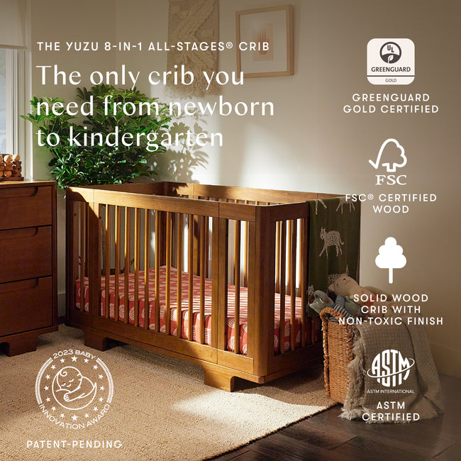 M23401NL,Babyletto,Yuzu 8-in-1 Convertible Crib w/ Bassinet & Toddler Bed Kits in Natural Walnut