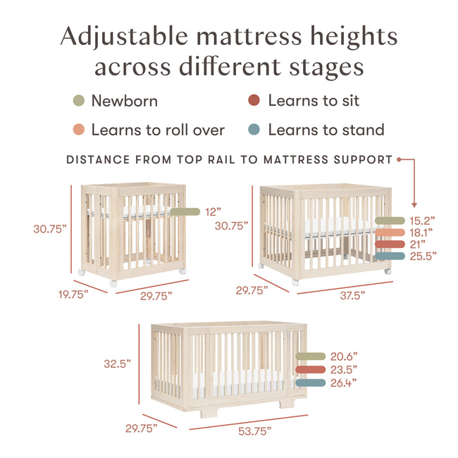 M23401NX,Babyletto,Yuzu 8-in-1 Convertible Crib w/ Bassinet & Toddler Bed Kitsin Washed Natural