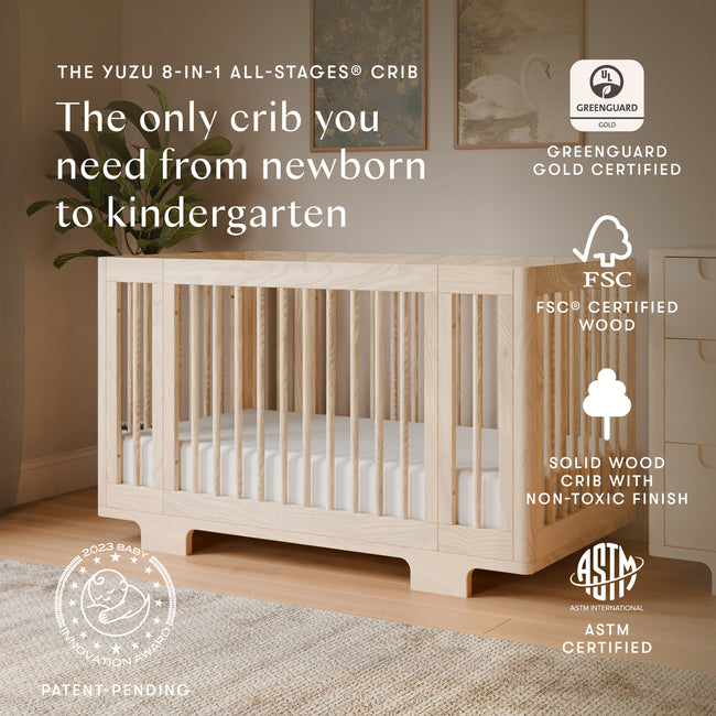 M23401NX,Babyletto,Yuzu 8-in-1 Convertible Crib w/ Bassinet & Toddler Bed Kitsin Washed Natural