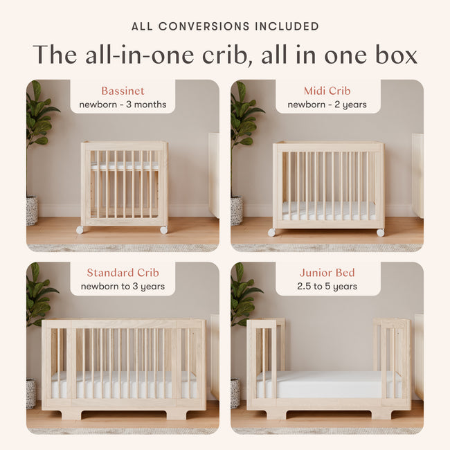 M23401NX,Babyletto,Yuzu 8-in-1 Convertible Crib w/ Bassinet & Toddler Bed Kitsin Washed Natural