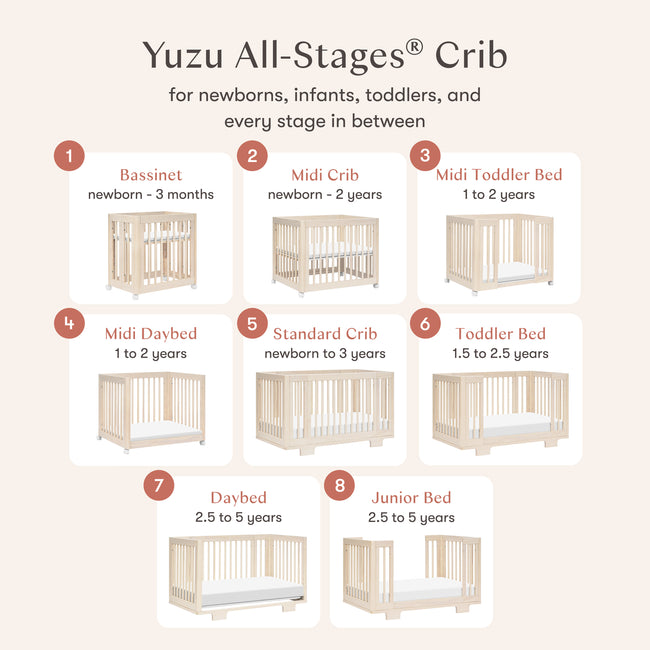 M23401NX,Babyletto,Yuzu 8-in-1 Convertible Crib w/ Bassinet & Toddler Bed Kitsin Washed Natural
