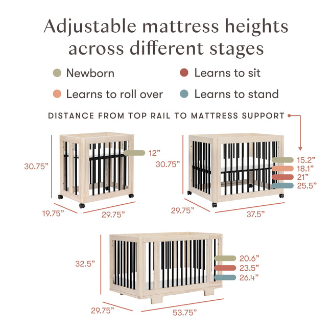 M23401NXB,Babyletto,Yuzu 8-in-1 Convertible Crib w/All-Stages Conversion in Washed Natural/Black
