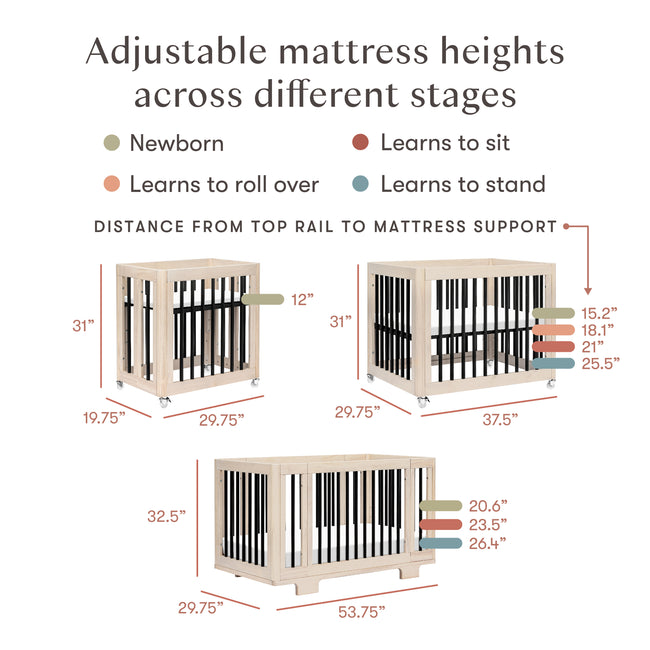 M23401NXB,Babyletto,Yuzu 8-in-1 Convertible Crib w/All-Stages Conversion in Washed Natural/Black