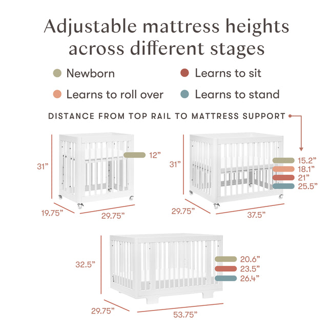 M23401W,Babyletto,Yuzu 8-in-1 Convertible Crib w/ Bassinet & Toddler Bed Kits in White