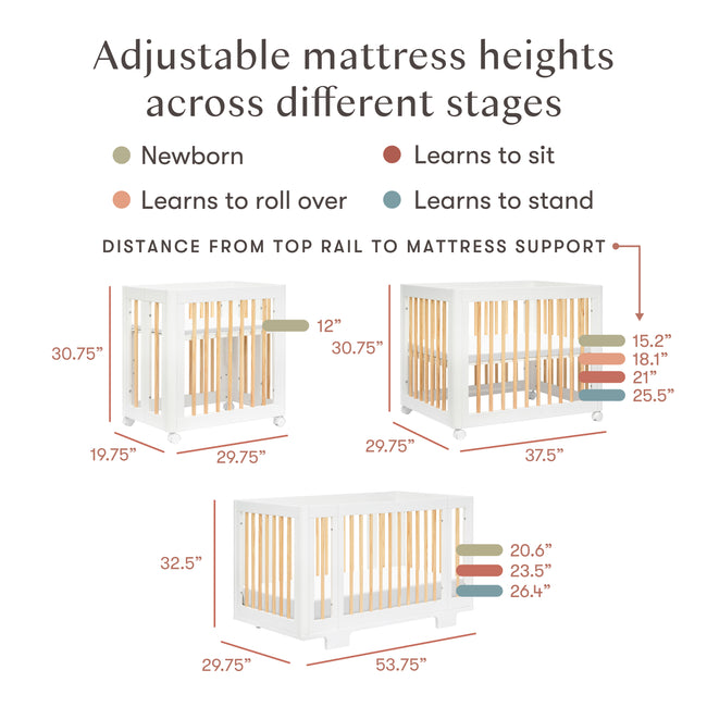 M23401WN,Babyletto,Yuzu 8-in-1 Convertible Crib w/All-Stages Conversion Kits in White/Natural
