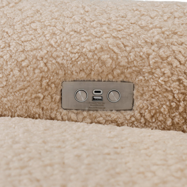 M24087CSGDB,Nursery Works,Sunday Power Recliner and Swivel Glider in Chai Shearling w/ Dark Wood Base