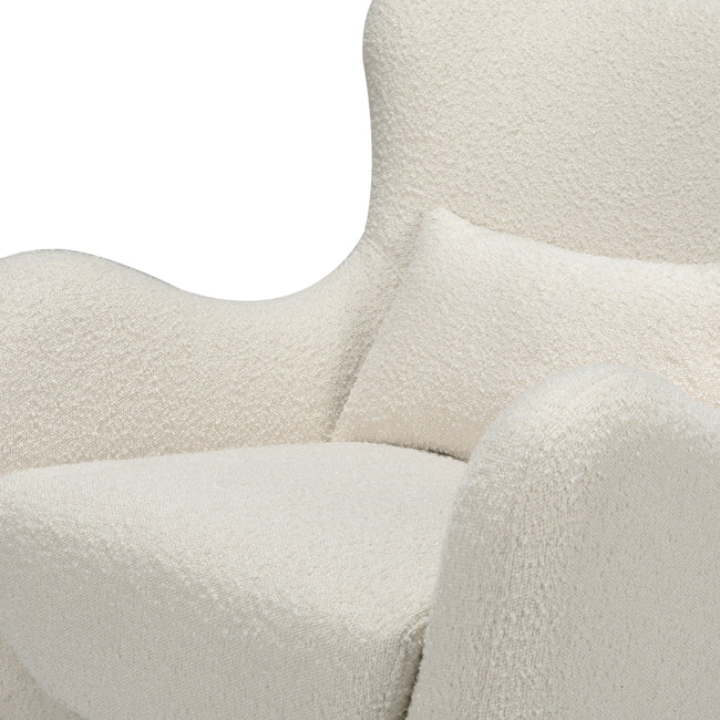 M24187WBIB,Nursery Works,Solstice Swivel Glider in Ivory Boucle w/Ivory Wood Base