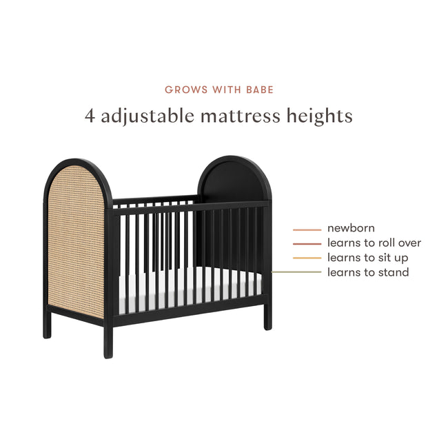 M25601BNC,Babyletto,Bondi Cane 3-in-1 Convertible Crib w/ Toddler Bed Kit in Black with Natural Cane