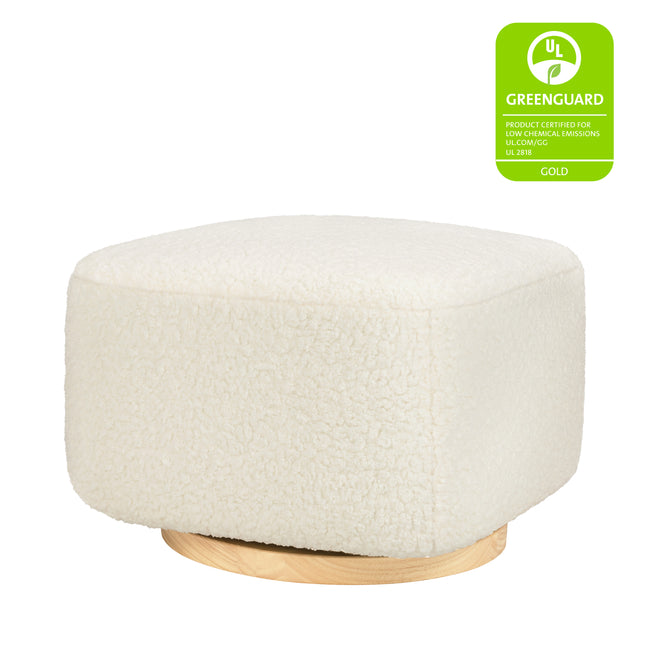 M26385CMSGLB,Babyletto,Kiwi Gliding Ottoman in Cream Shearling with Light Wood Base