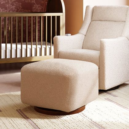 M26385CSGDB,Babyletto,Kiwi Gliding Ottoman in Chai Shearling with Dark Wood Base