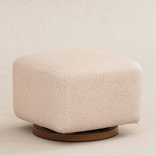 M26385CSGDB,Babyletto,Kiwi Gliding Ottoman in Chai Shearling with Dark Wood Base