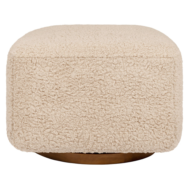 M26385CSGDB,Babyletto,Kiwi Gliding Ottoman in Chai Shearling with Dark Wood Base