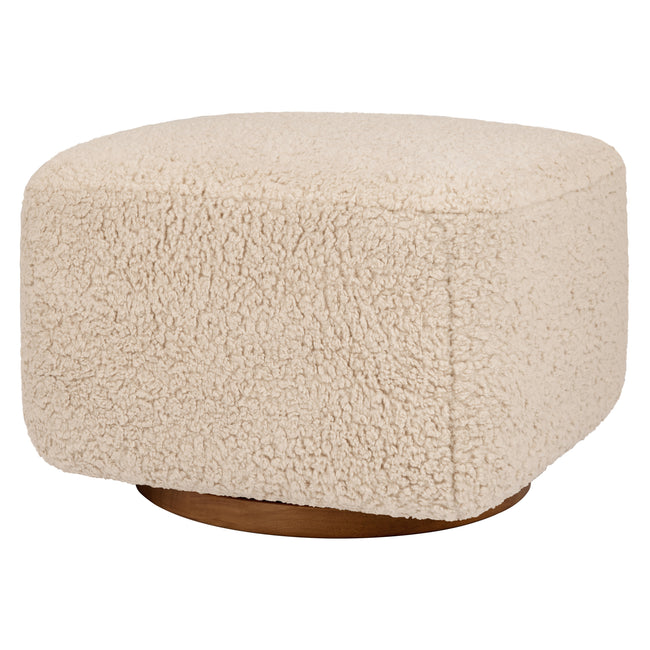 M26385CSGDB,Babyletto,Kiwi Gliding Ottoman in Chai Shearling with Dark Wood Base