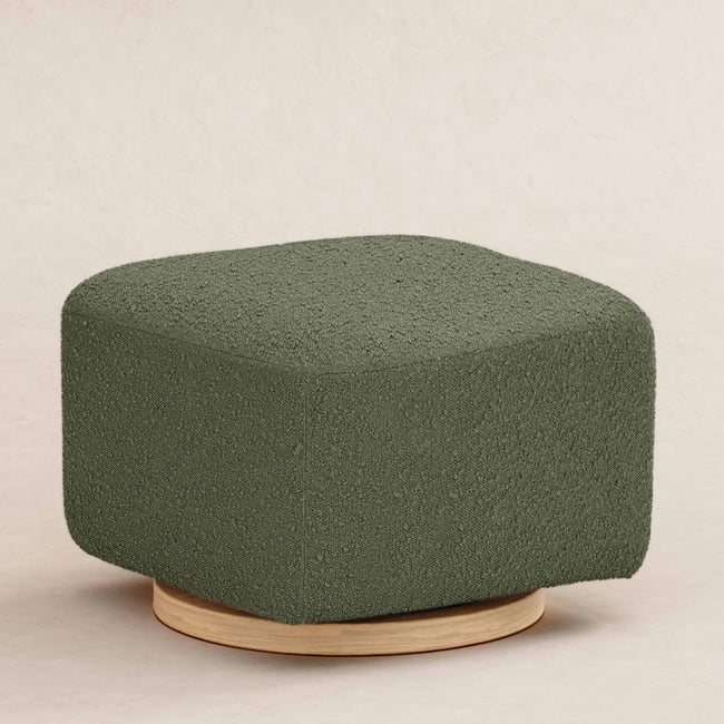 M26385OBLB,Babyletto,Kiwi Gliding Ottoman in Olive Boucle w/ Light Wood Base