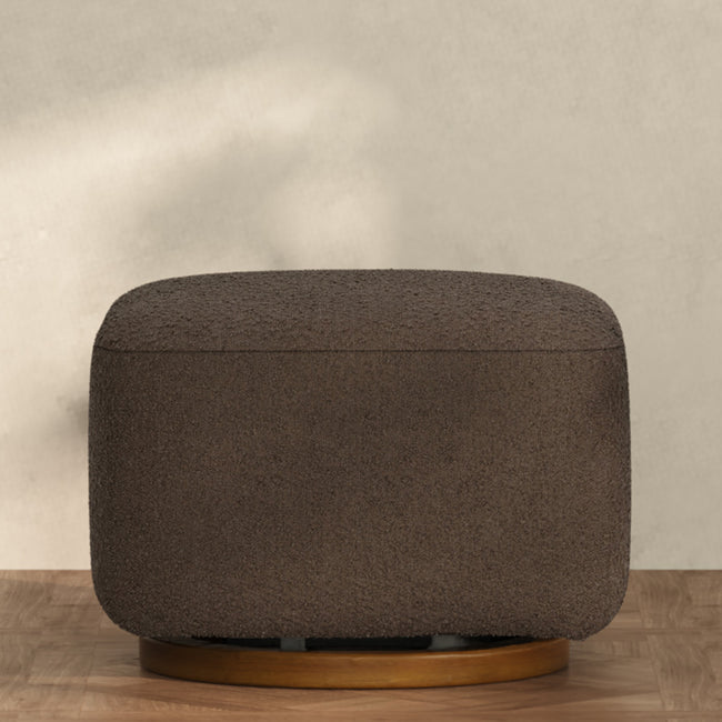 M26385PCBDB,Babyletto,Kiwi Gliding Ottoman in Performance Cocoa Boucle w/ Dark Wood Base